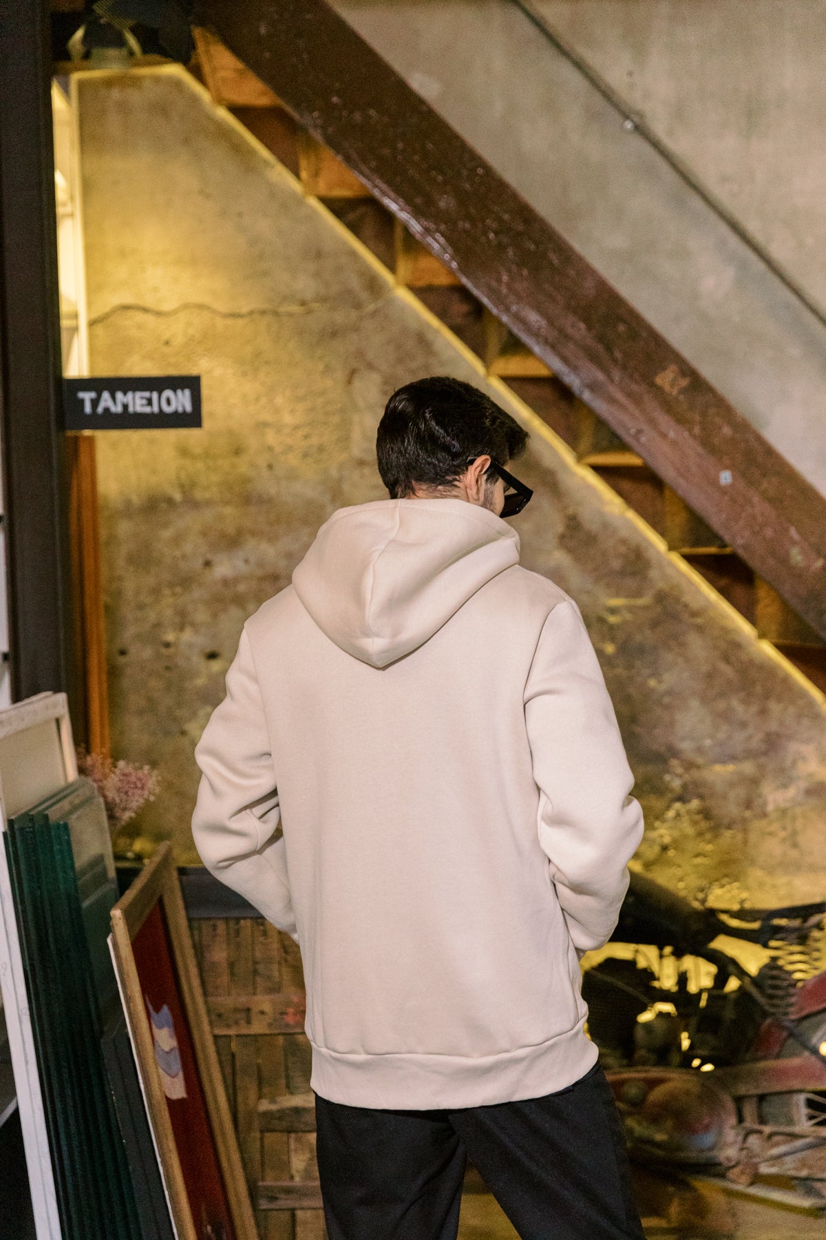 Zipper hoodie Beige-2