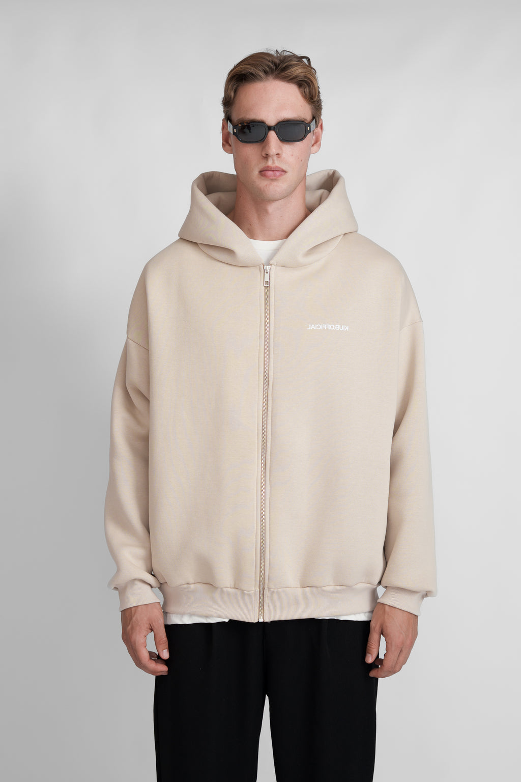 Zipper Hoodie Beige
