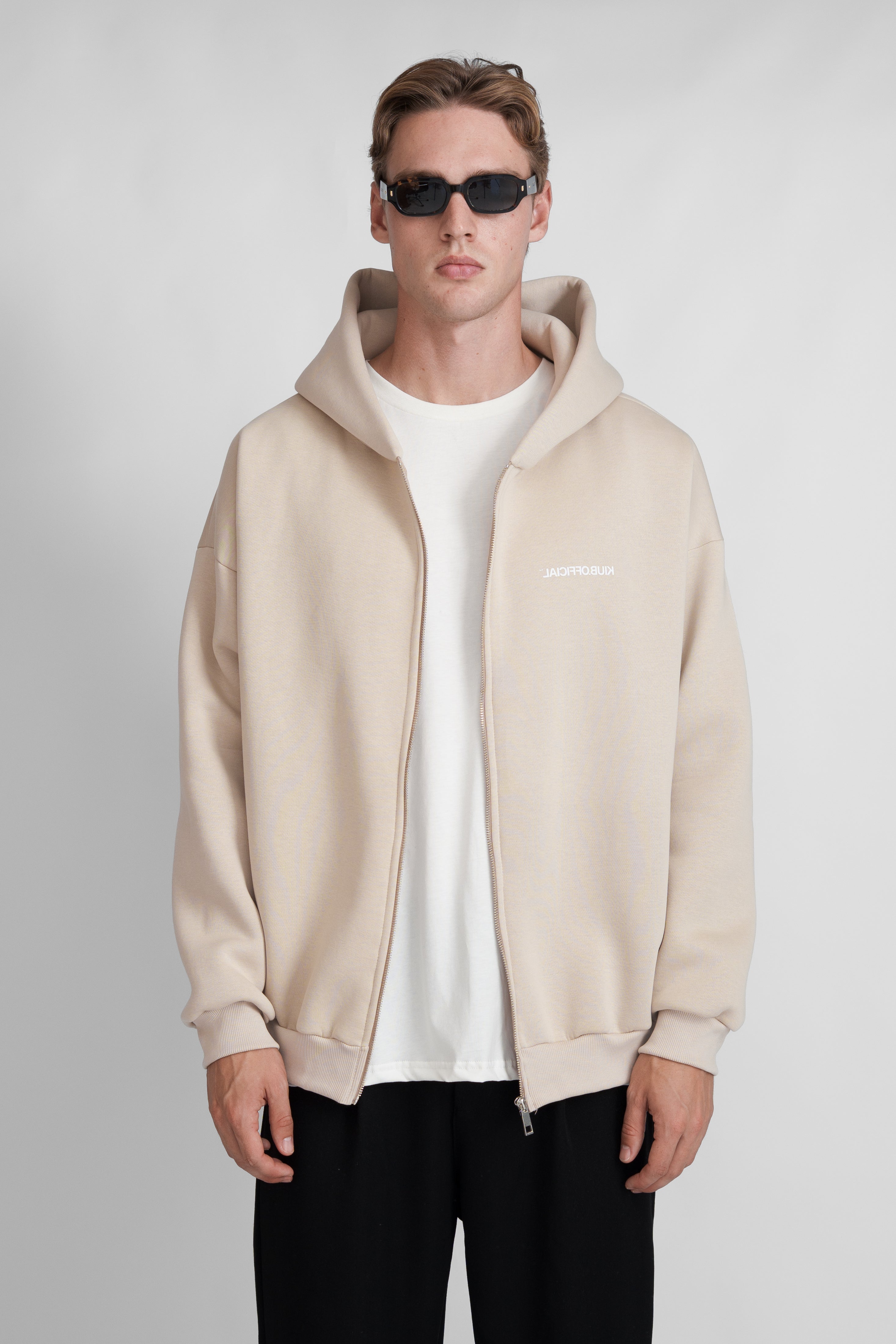 Zipper Hoodie Beige