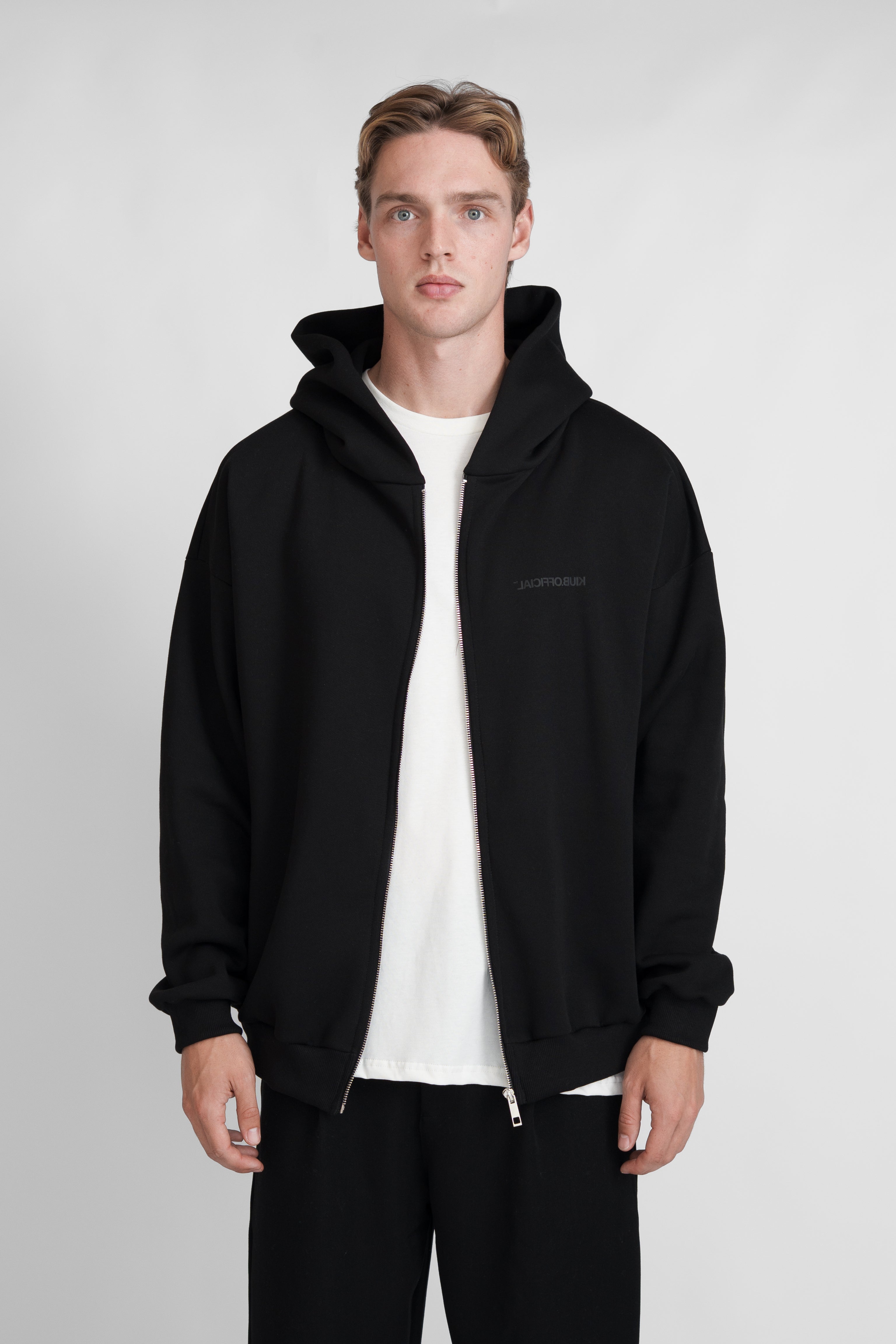 Zipper Hoodie Black-3
