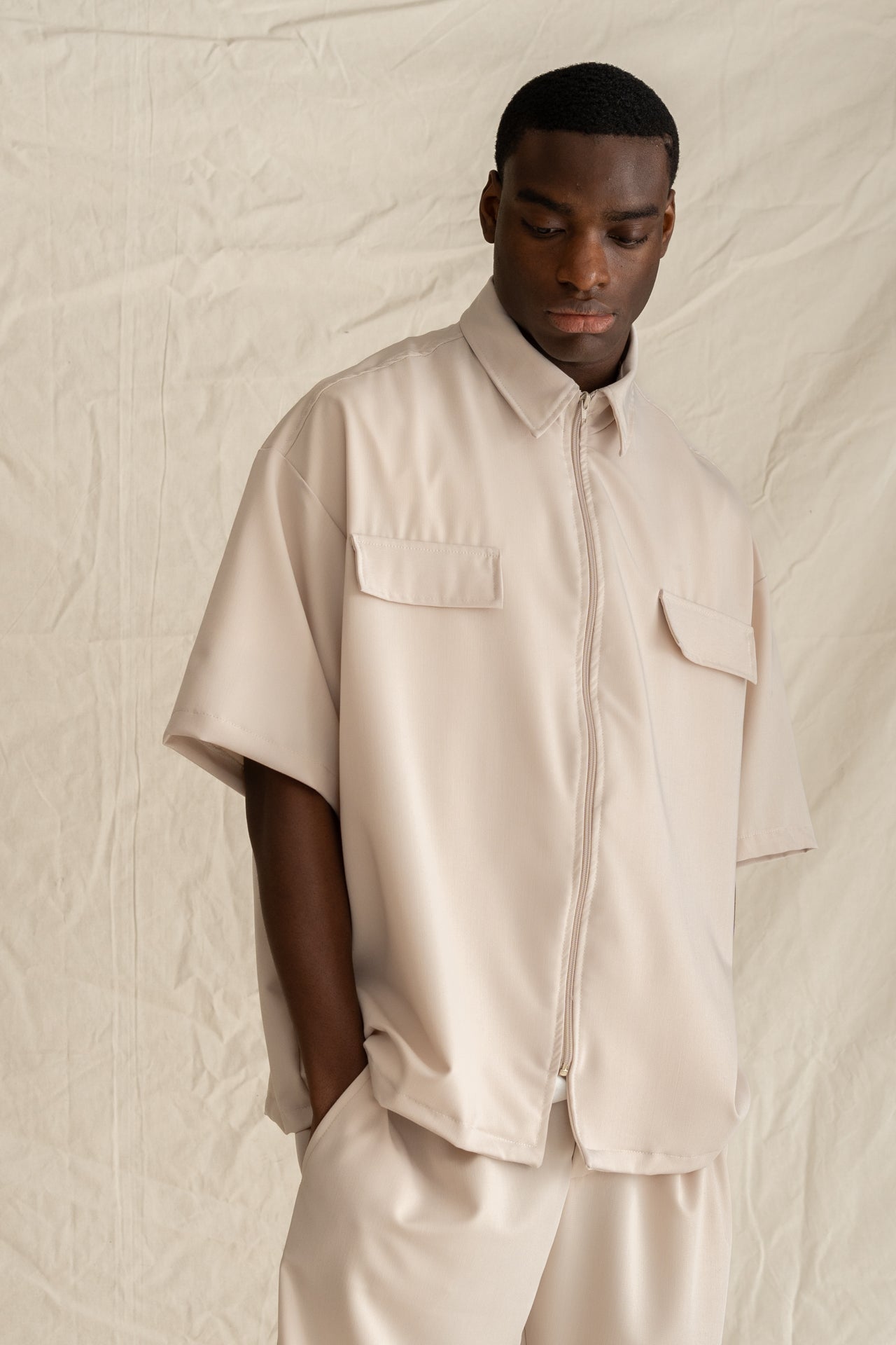 Overshirt Zipper Ecru-1