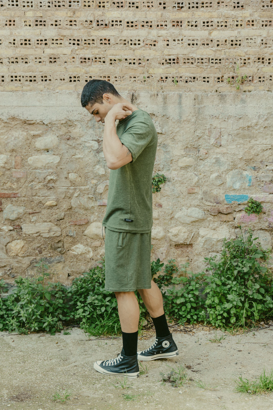 Towel shorts khaki-3