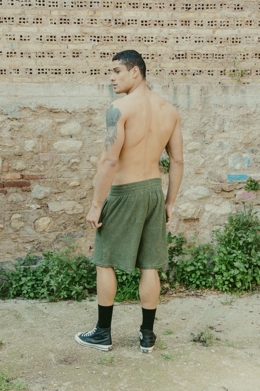 Towel shorts khaki-4