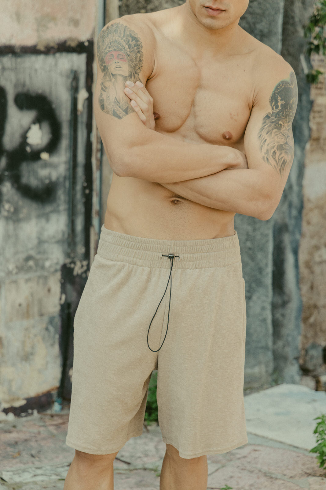 Towel shorts beige-2